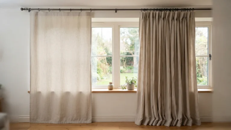 How much fullness should curtains have — thin flat curtain vs properly gathered full curtain comparison